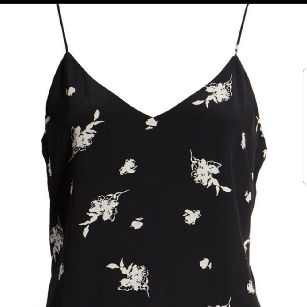 Floral Cami Coquette Top Black Cream flowy V Neck Spring Summer Tank NWT Size S